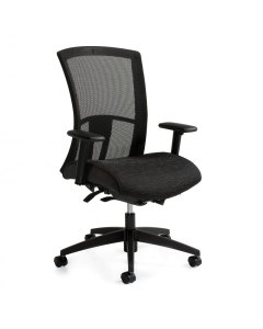 Global Vion Weight-Sensing Synchro-Tilt Mesh-Back Fabric High-Back Task Chair, Black Coal