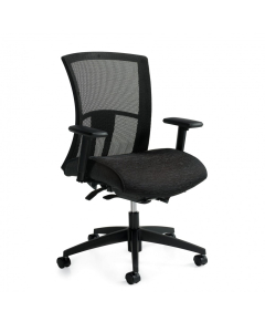 Global Vion Weight-Sensing Synchro-Tilt Mesh-Back Fabric Mid-Back Task Chair, Black Coal