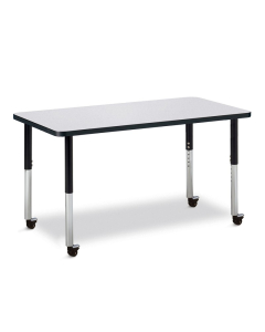 Jonti-Craft Berries 48" x 24" Mobile Rectangle Classroom Activity Table (Shown in Grey / Black)