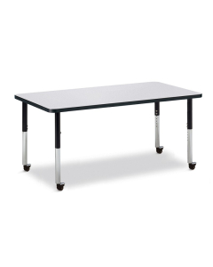 Jonti-Craft Berries 60" x 30" Mobile Rectangle Classroom Activity Table (Shown in Grey / Black)