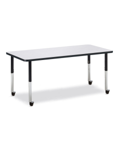 Jonti-Craft Berries 72" x 30" Mobile Rectangle Classroom Activity Table (Shown in Grey with Black)