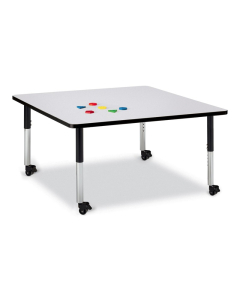 Jonti-Craft Berries 48" x 48" Mobile Square Classroom Activity Table (Shown in Grey / Black)