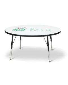Jonti-Craft Berries 48" D Round Dry Erase Classroom Activity Table, 15" to 24" H