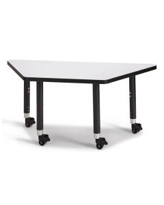 Jonti-Craft Berries 48" W x 24" D Trapezoid-Shaped Mobile Classroom Activity Table (Shown in Grey/Black)