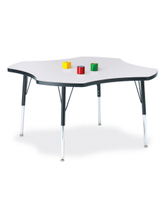 Jonti-Craft Berries 48" D Four-Leaf-Shaped Elementary Classroom Activity Table (Shown in Grey/Black)