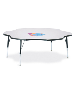 Jonti-Craft Berries 60" D Six-Leaf-Shaped Elementary Classroom Activity Table (Shown in Grey/Black)