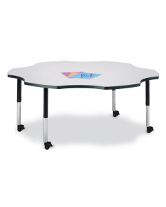 Jonti-Craft Berries 60" D Six-Leaf-Shaped Mobile Classroom Activity Table (Shown in Grey/Black)