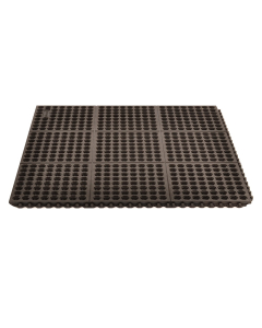 NoTrax 650 Niru Cushion-Ease 3' x 5' Rubber Modular Fire Retardant Anti-Fatigue Floor Mat, Black