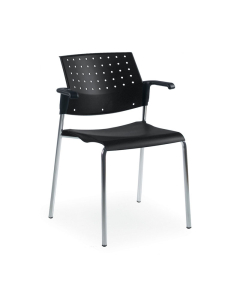 Global Sonic 6513 Polypropylene Stacking Chair with Arms (Shown in Black)
