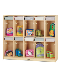 Jonti-Craft Take Home Center 10-Section Cubbie Coat Locker with Clear Paper-Trays