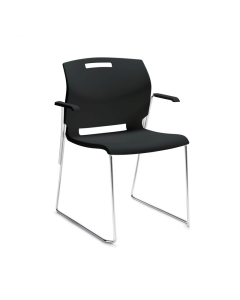 Global Popcorn Polypropylene Plastic Guest Stacking Chair (Shown in Black)
