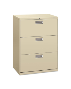 HON Brigade 673LL 3-Drawer 30" Wide Lateral File Cabinet, Letter & Legal Size, Putty