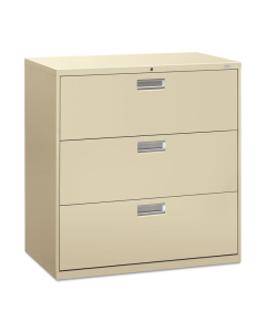 HON Brigade 693LL 3-Drawer 42" Wide Lateral File Cabinet, Letter & Legal Size, Putty