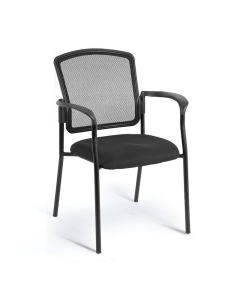 Eurotech Dakota 2 Mesh-Back Fabric Mid-Back Stacking Guest Chair with Armrests
