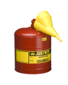 Justrite Type I 5 Gallon Self-Closing Lid Steel Safety Can (Shown in Red)