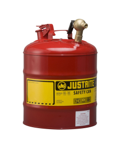 Justrite 7150147 Type I Brass Faucet 5 Gallon Dispensing Safety Can, Red