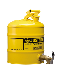 Justrite 7150250 Type I 5 Gallon Shelf Dispensing Safety Can, Yellow