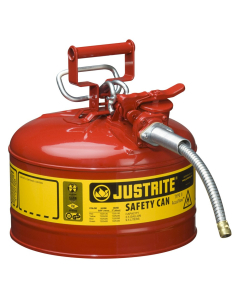 Justrite Type II AccuFlow 2.5 Gallon 5/8" Hose Steel Safety Can (Shown in Red)