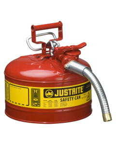 Justrite Type II AccuFlow 2.5 Gallon 1" Hose Steel Safety Can (Shown in Red)