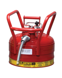 Justrite 7325120 Type II AccuFlow DOT 2.5 Gallon Steel Safety Can, 5/8" Hose, Red