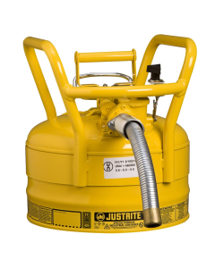 Type II AccuFlow DOT 2.5 Gallon Steel Safety Can, 1" Hose, Yellow