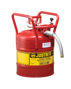 Justrite 7350130 Type II AccuFlow DOT 5 Gallon Steel Safety Can, 1" Hose, Red