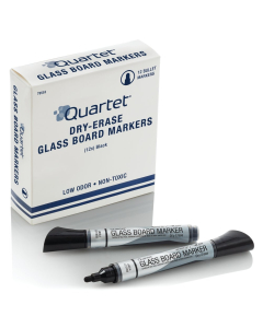 Quartet Bullet Tip Glass Board Dry Erase Marker Set, Black, Pack of 12
