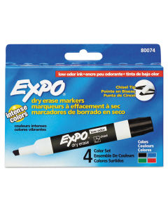 Expo Low-Odor Dry Erase Marker, Chisel Tip, Assorted, 4-Pack
