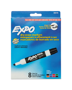 Expo Low-Odor Dry Erase Marker, Chisel Tip, Assorted, 8-Pack