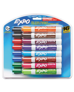 Expo Low-Odor Dry Erase Marker, Chisel Tip, Assorted, 16-Pack