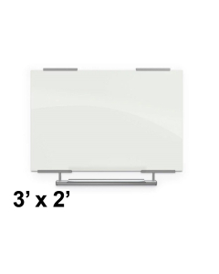 Best-Rite Visionary Glossy White 3' x 2' Exo Tray Magnetic Glass Whiteboard