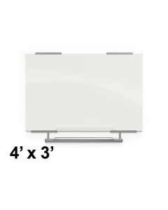 Best-Rite Visionary Glossy White 4' x 3' Exo Tray Magnetic Glass Whiteboard