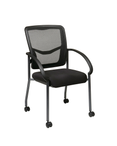 Office Star ProGrid Mesh-Back Fabric Mid-Back Guest Chair, Casters