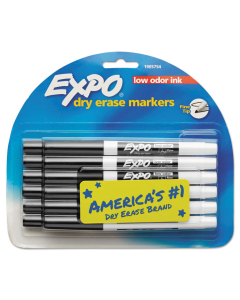 Expo Low-Odor Dry Erase Markers, Fine Point, 12-Pack (Shown in Black)