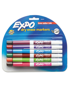 Expo Low-Odor Dry Erase Marker, Fine Point, Assorted, 12-Pack