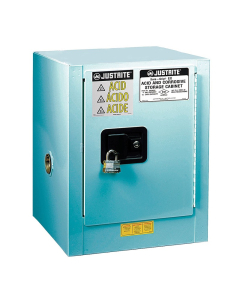 Just-Rite ChemCor 8912222 Compac Self Close One Door Corrosives Acids Safety Cabinet, 12 Gallons, Blue (manual closing shown, labels may vary)
