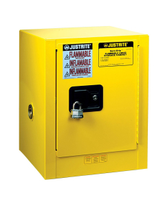 Justrite Sure-Grip EX Countertop 4 Gal Self-Closing Flammable Storage Cabinet (Shown in Yellow, Padlock Not Included)