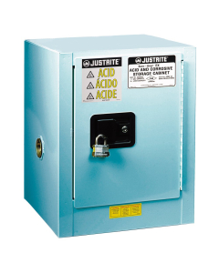 Justrite ChemCor 8904222 Countertop 4 Gal Self-Closing Corrosive & Acid Chemical Storage Cabinet (Manual closing door shown, padlock not included)