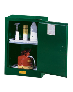Just-Rite Sure-Grip EX 891224 Compac Self Close One Door Pesticides Safety Cabinet, 12 Gallons, Green (manual closing shown)