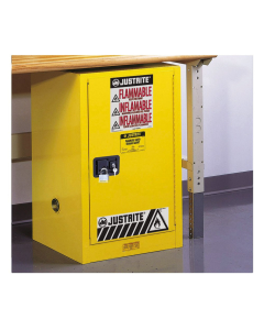 Justrite Sure-Grip EX Compact 12 Gal Self-Closing Flammable Storage Cabinet (Shown in Yellow, padlock not included)