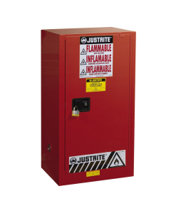 Justrite Sure-Grip EX 20 Gal Self-Closing Combustibles Storage Cabinet (Shown in Red, Padlock Not Included)