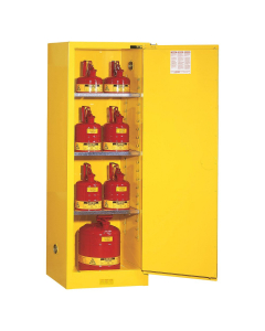Justrite Sure-Grip EX Slimline 22 Gal Self-Closing Flammable Storage Cabinet (Shown in Yellow, Padlock Not Included)