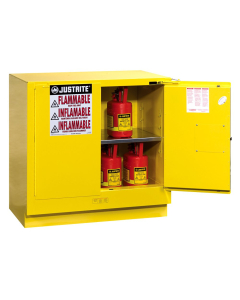 Justrite Sure-Grip EX Undercounter 22 Gal Self-Closing Flammable Storage Cabinet (Shown in Yellow, Safety Containers Not Included)