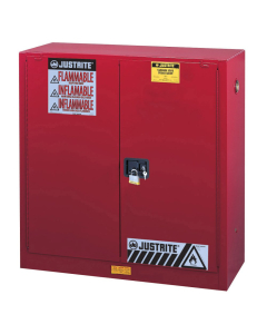 Justrite Sure-Grip EX 40 Gal Self-Closing Combustibles Storage Cabinet (Shown in Red, Padlock Not Included)
