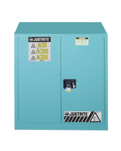 Just-Rite Sure-Grip EX 893082 One Bi-Fold Self Close Door Corrosives Acids Steel Safety Cabinet, 30 Gallons, Blue