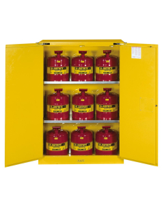 Justrite Sure-Grip EX 8945208 45 Gal Self-Closing Storage Cabinet with Safety Cans Bundle