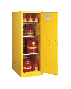 Justrite Sure-Grip EX Deep Slimline 54 Gal Flammable Storage Cabinet (Shown in Yellow)