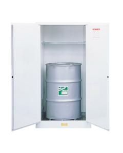 Just-Rite 8962053 Flammable Waste Vertical Two Door Drum Safety Cabinet, 55 Gallon Drum, White
