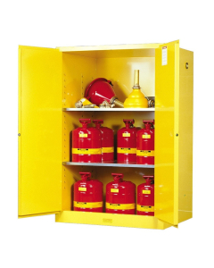 Justrite Sure-Grip EX 90 Gal Flammable Safety Storage Cabinet, 65" H (Shown in Yellow, Contents Not Included)