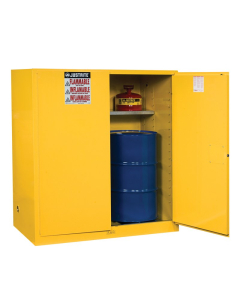 Justrite Sure-Grip EX Fire Resistant Drum Storage Cabinet with Drum Support (Shown in Yellow)